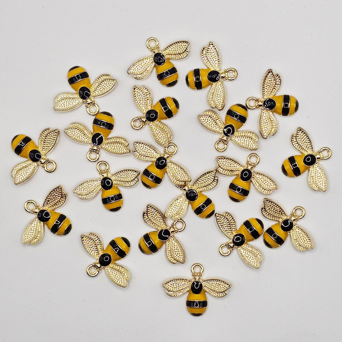 6/15/30 Pcs Honey Bee Bumblebee Enameled Charms Silver Tone Gold Tone #CM004