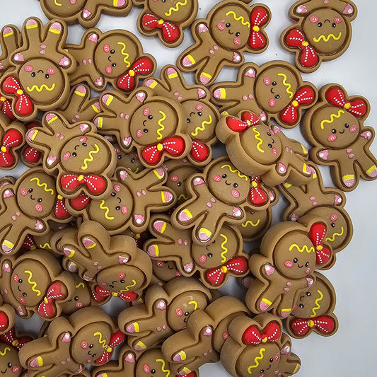 4/10/25 Pcs Christmas Gingerbread Cabochons Resin Flatback Cookie Xmas Holiday # CAB002