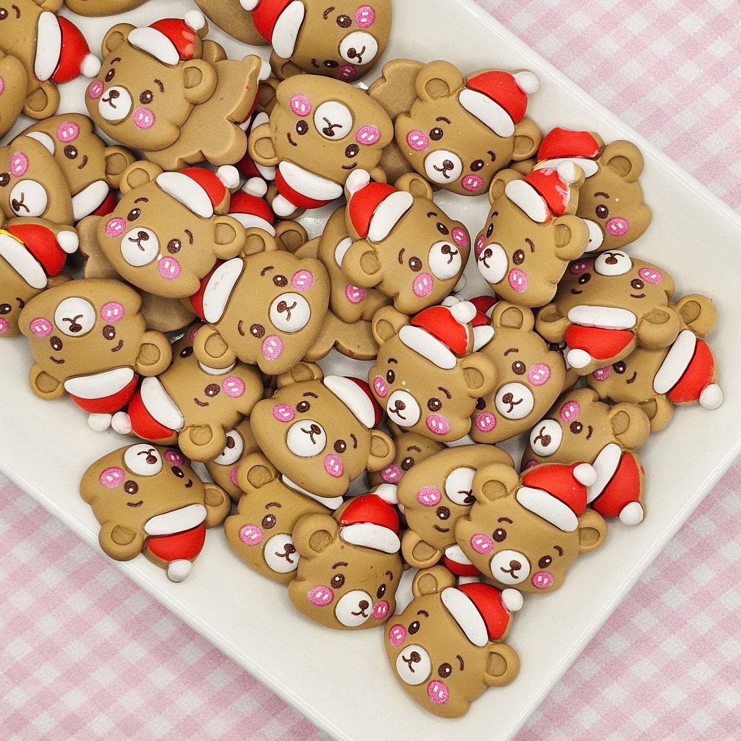 4/10/25 Pcs Christmas Bear Cabochons Resin Flatback Kawaii Xmas Holiday Deco #CAB006-L
