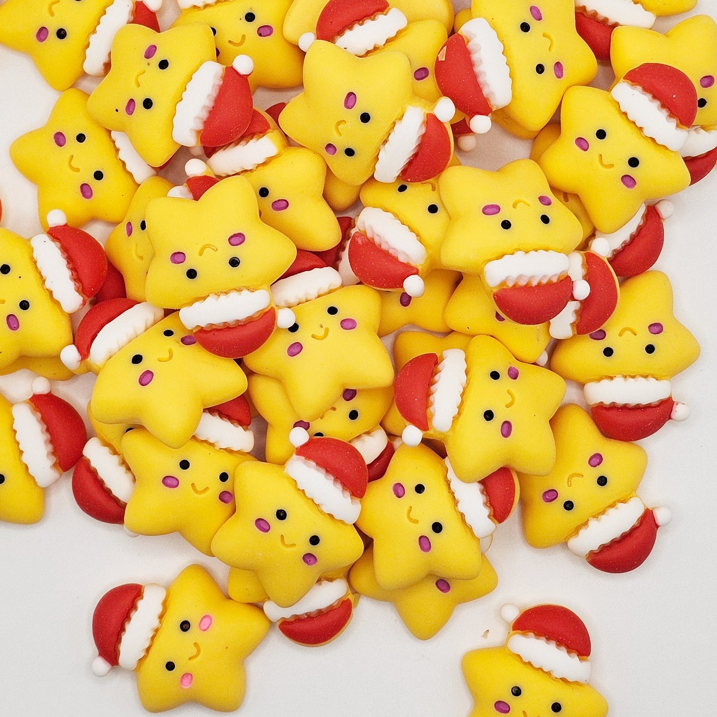4/10/25 Pcs Christmas X mas Star Cabochons Cabochon Resin Flatback Kawaii Xmas Holiday Deco #CAB005-L