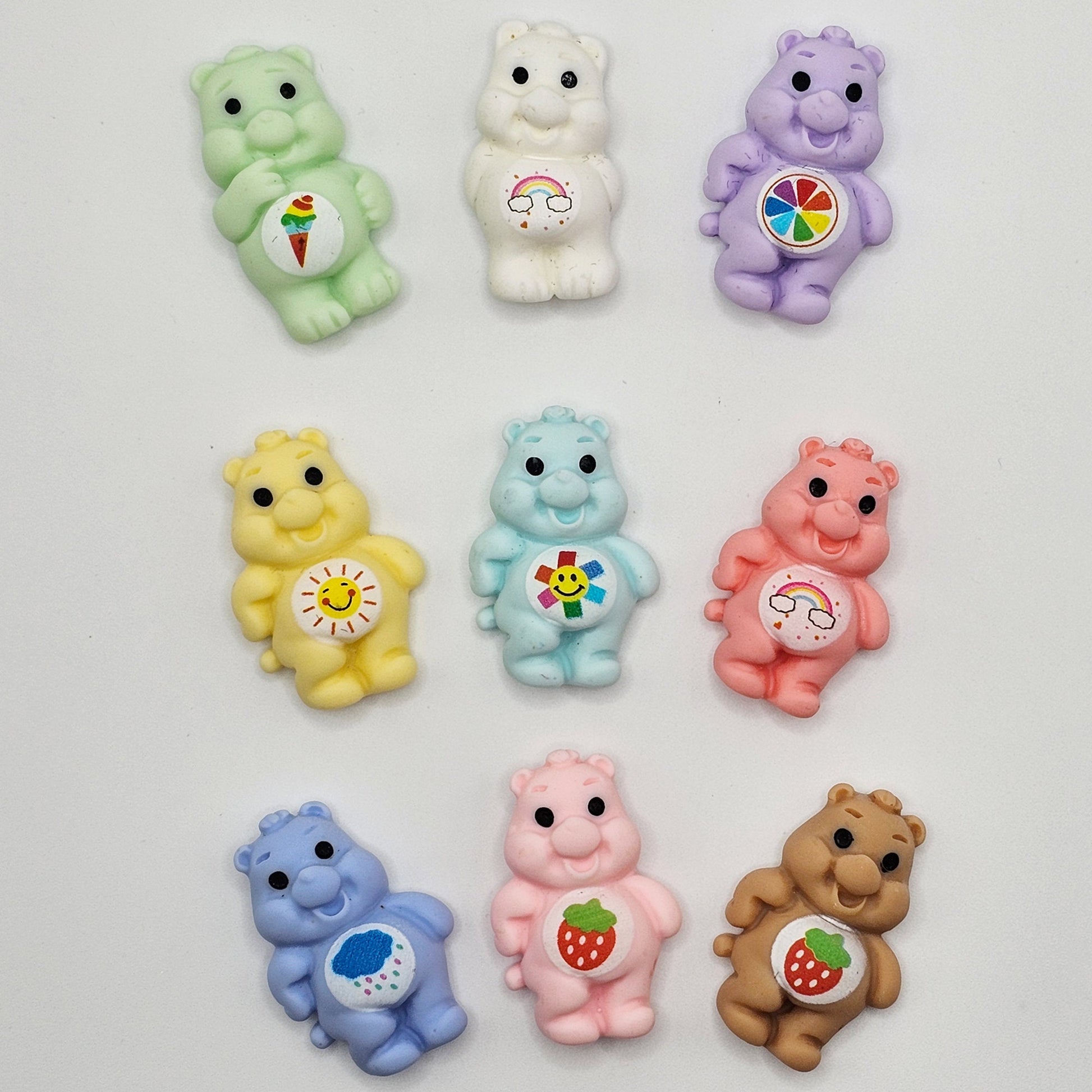 9/27 Pcs Care Caring Bear Flat Back Resin Cabochons, Kawaii Cartoon Bear #CAB008