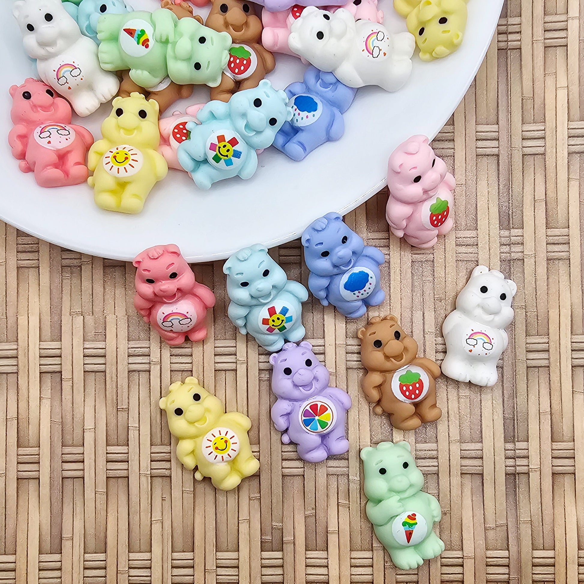 9/27 Pcs Care Caring Bear Flat Back Resin Cabochons, Kawaii Cartoon Bear #CAB008