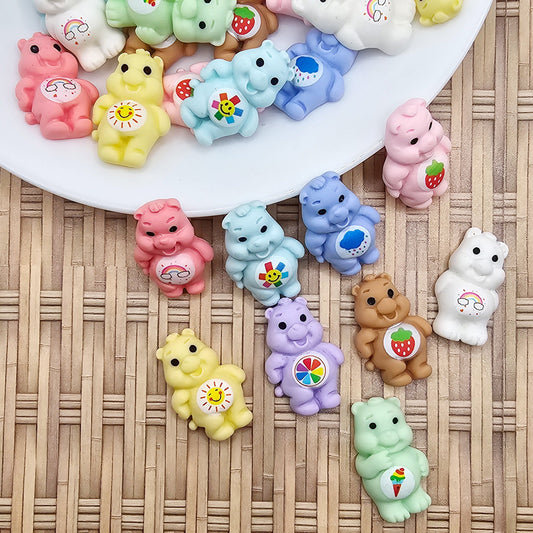 9/27 Pcs Care Caring Bear Flat Back Resin Cabochons, Kawaii Cartoon Bear #CAB008