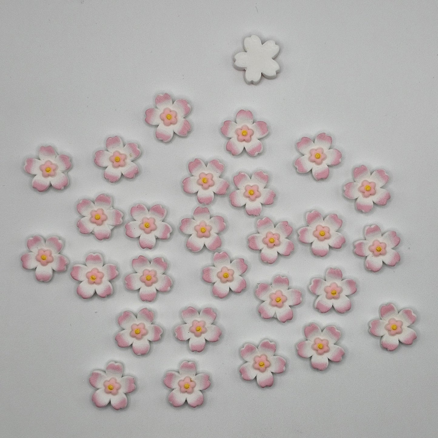 8/20 Pcs cherry blossom Flower Resin Flatback Cabochons White Pink flower cabochon 22mm #CAB009