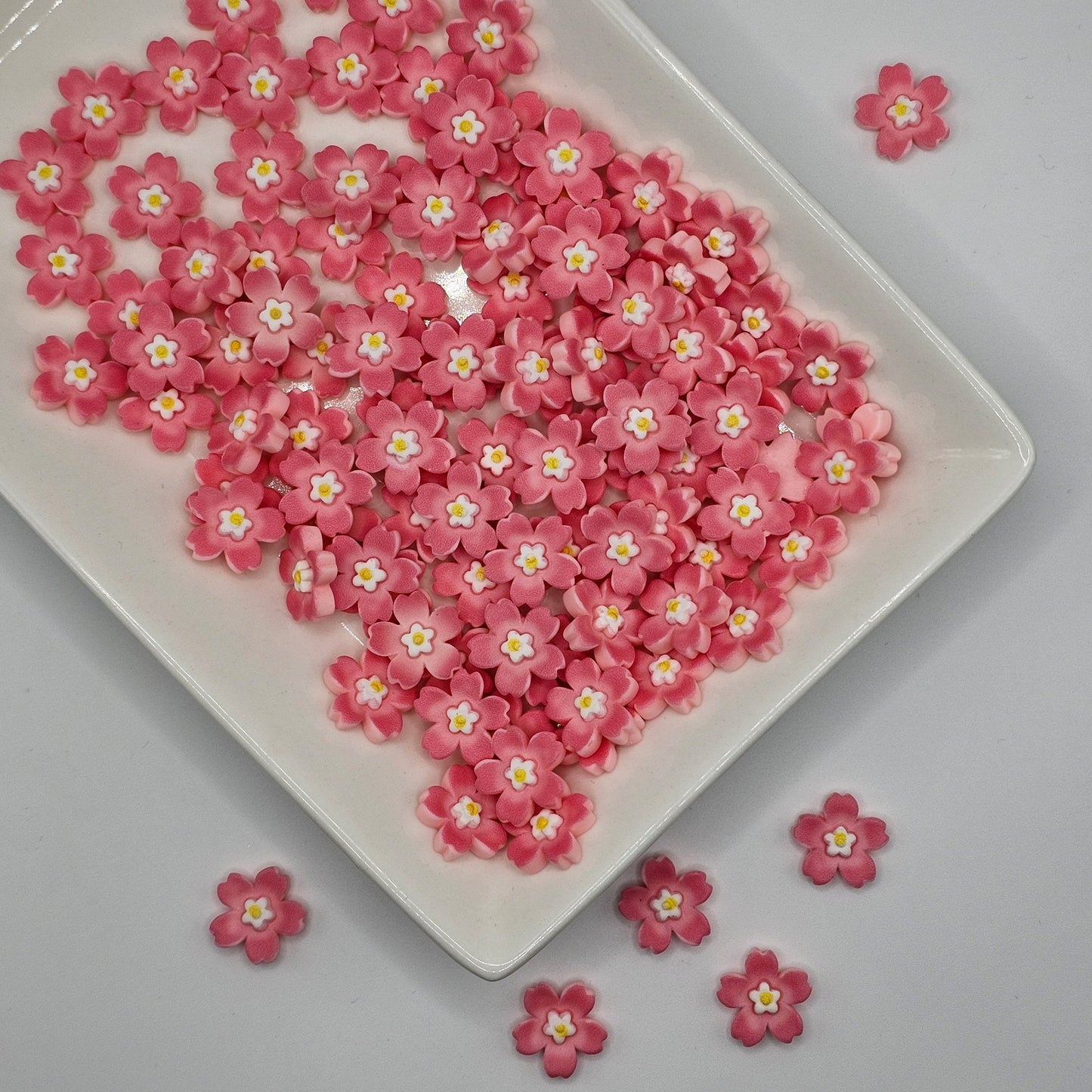 10/30 Pcs cherry blossom Flower Resin Flatback Cabochons, Cabochon, White Pink 15mm #CAB114
