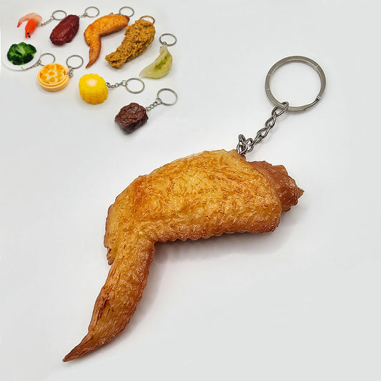 Fake Imitation Artificial BBQ Chicken Wings Actual Size Charms Key Chain Keyring #KR001