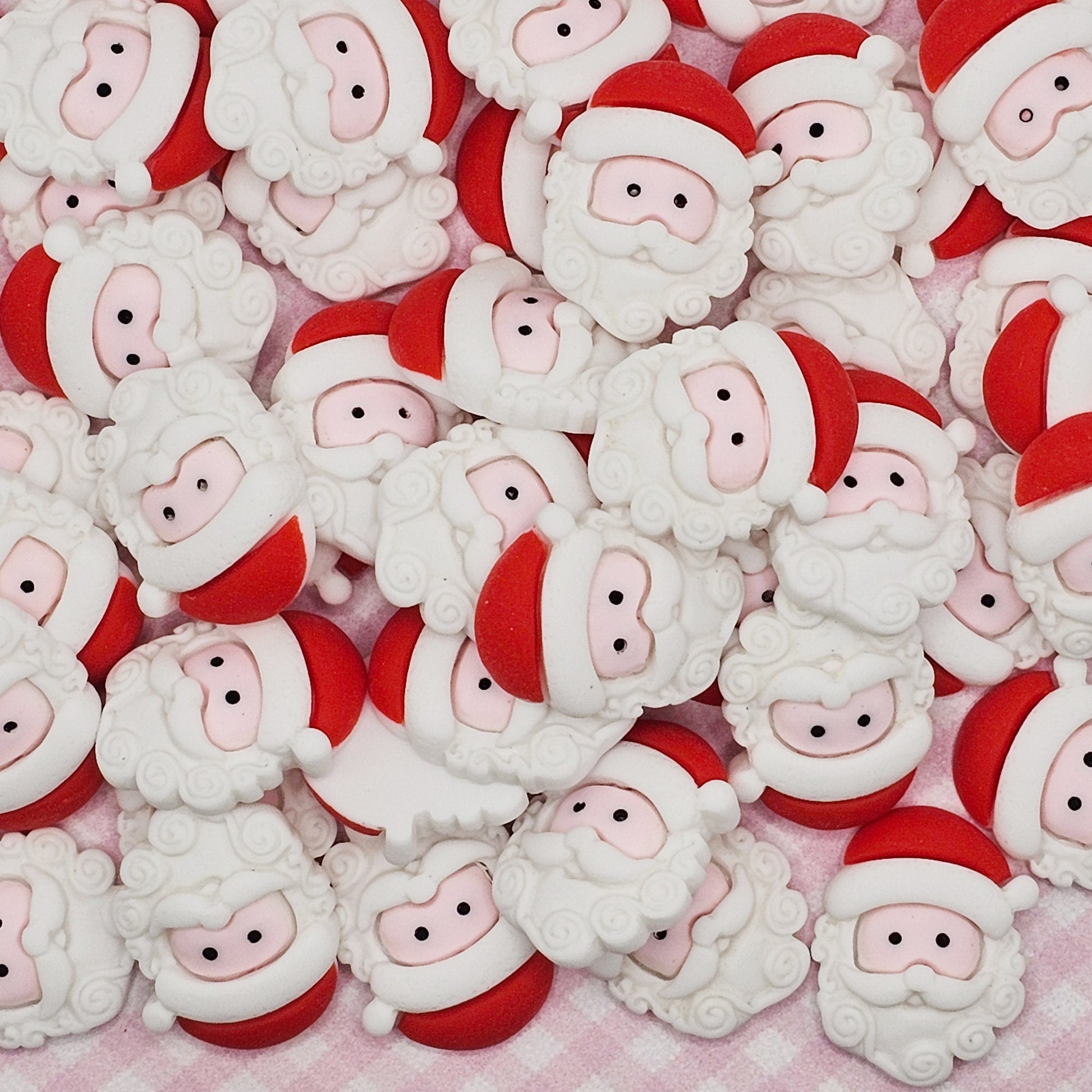 4/10/25 pcs Resin Santa Christmas Cabochons Christmas Kawaii Flatback Santa Head Face Xmas Holiday Cabochon #CAB001