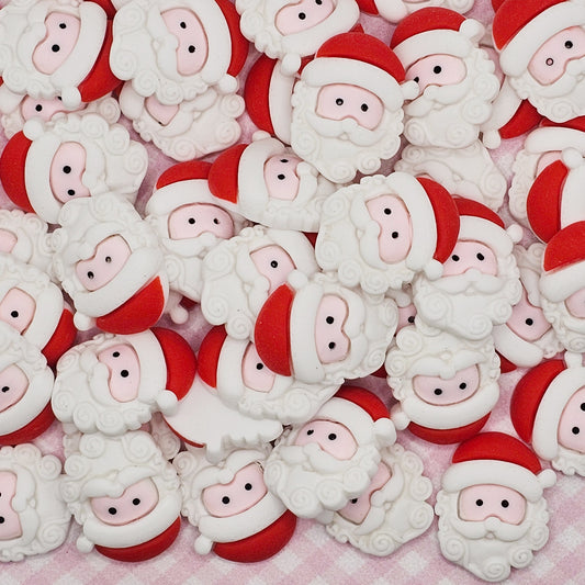4/10/25 pcs Resin Santa Christmas Cabochons Christmas Kawaii Flatback Santa Head Face Xmas Holiday Cabochon #CAB001