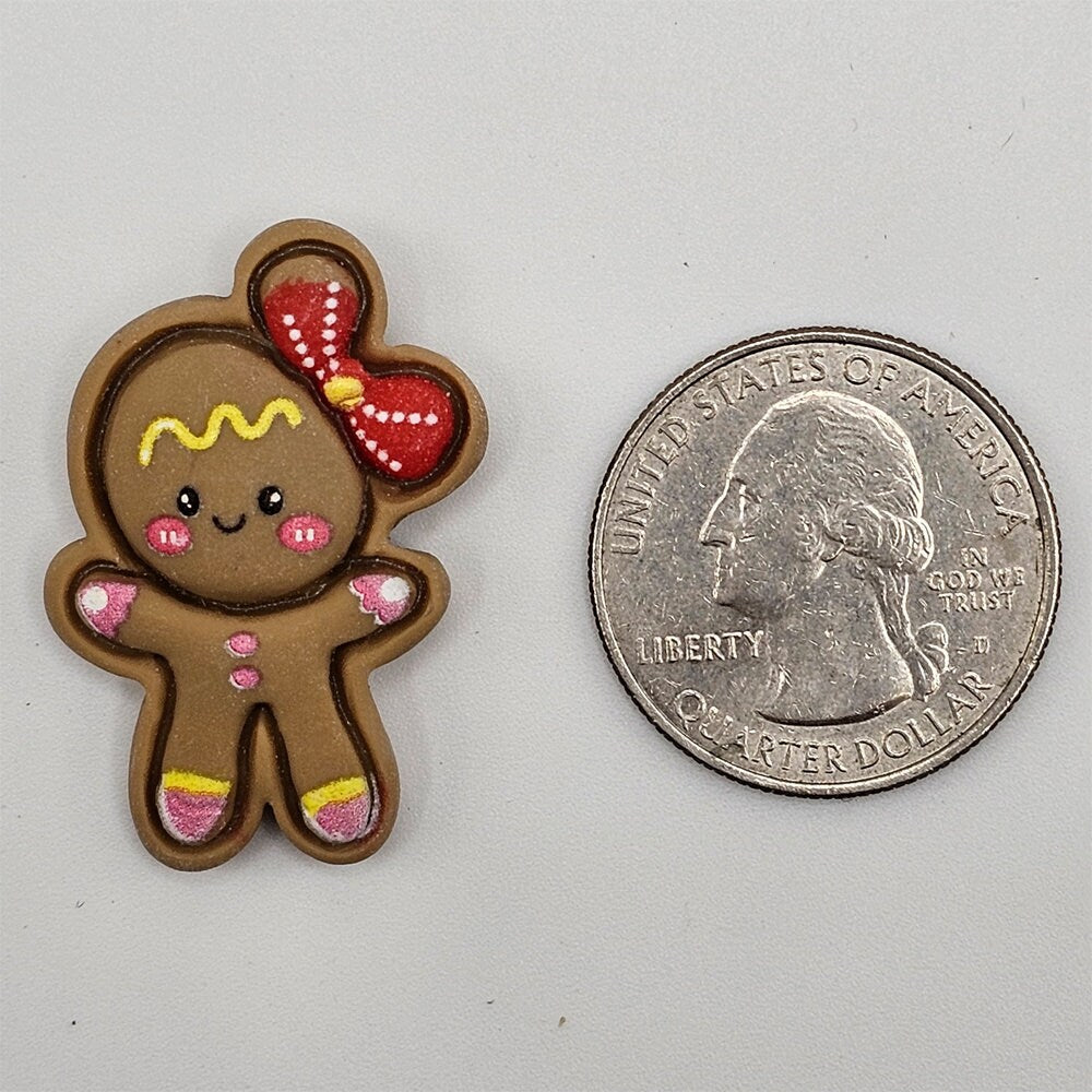 4/10/25 Pcs Christmas Gingerbread Cabochons Resin Flatback Cookie Xmas Holiday # CAB002