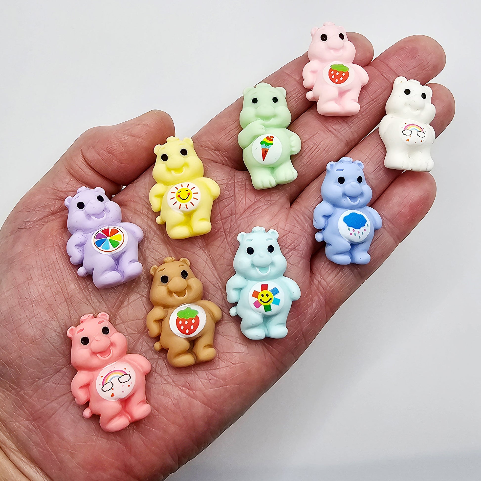 9/27 Pcs Care Caring Bear Flat Back Resin Cabochons, Kawaii Cartoon Bear #CAB008