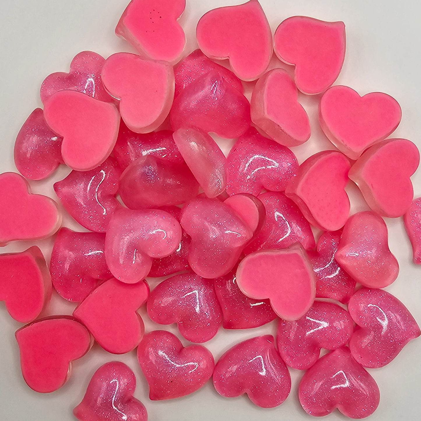 5/15 Pcs Translucent Shimmer Heart Flatback Cabochons, Glitter Hear Flat Back Cabochon, #CAB085
