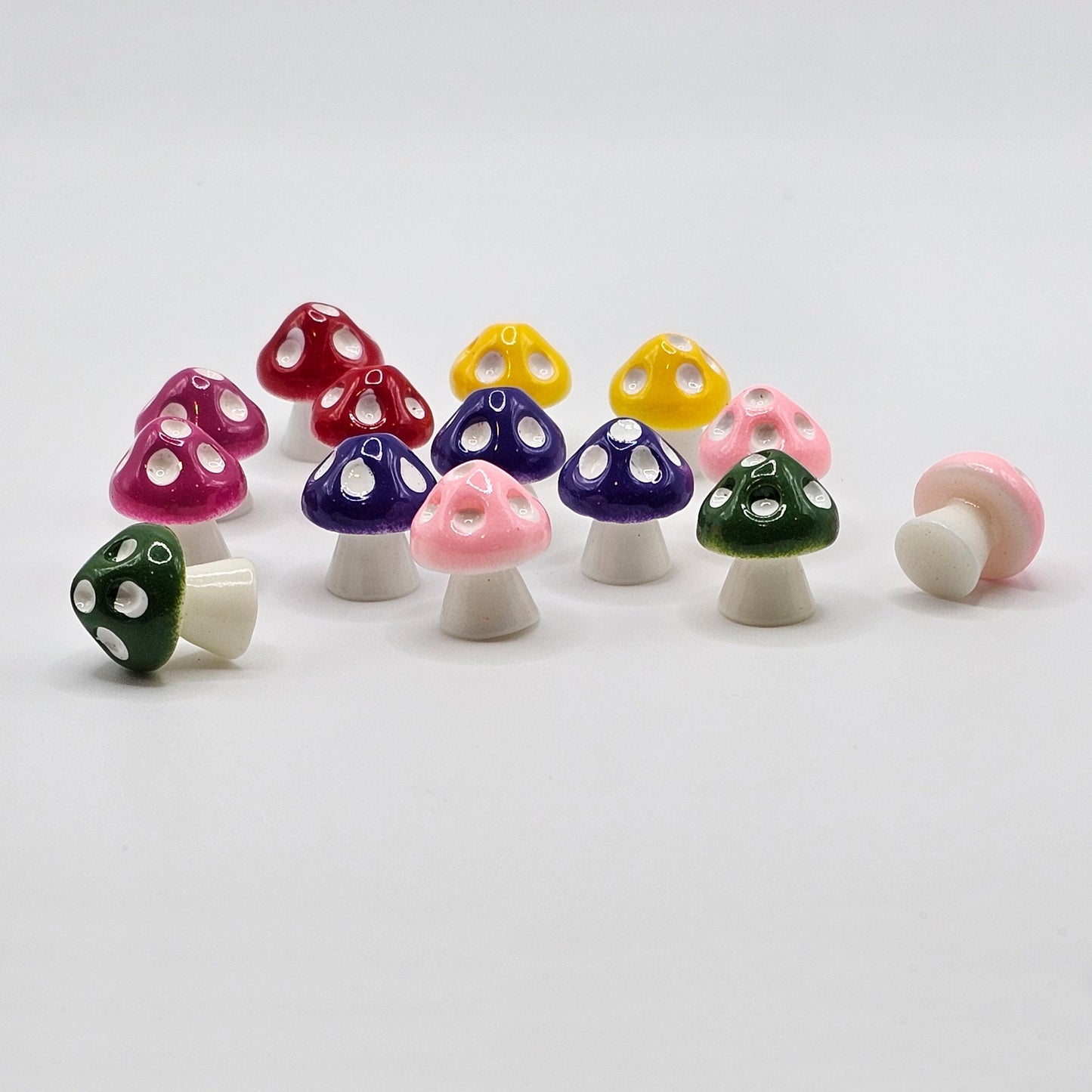 6 pcs Tiny Little Colorful Mushroom Miniature Resin Mushrooms , Slime Charms #CAB093