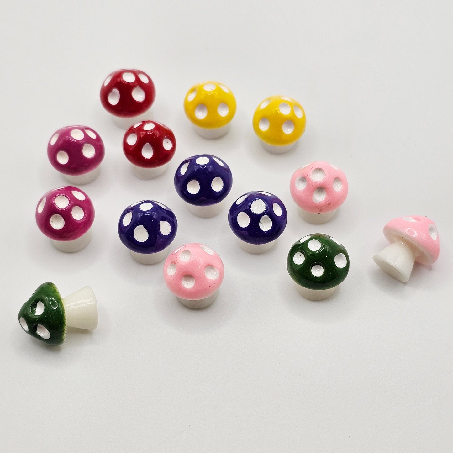 6 pcs Tiny Little Colorful Mushroom Miniature Resin Mushrooms , Slime Charms #CAB093