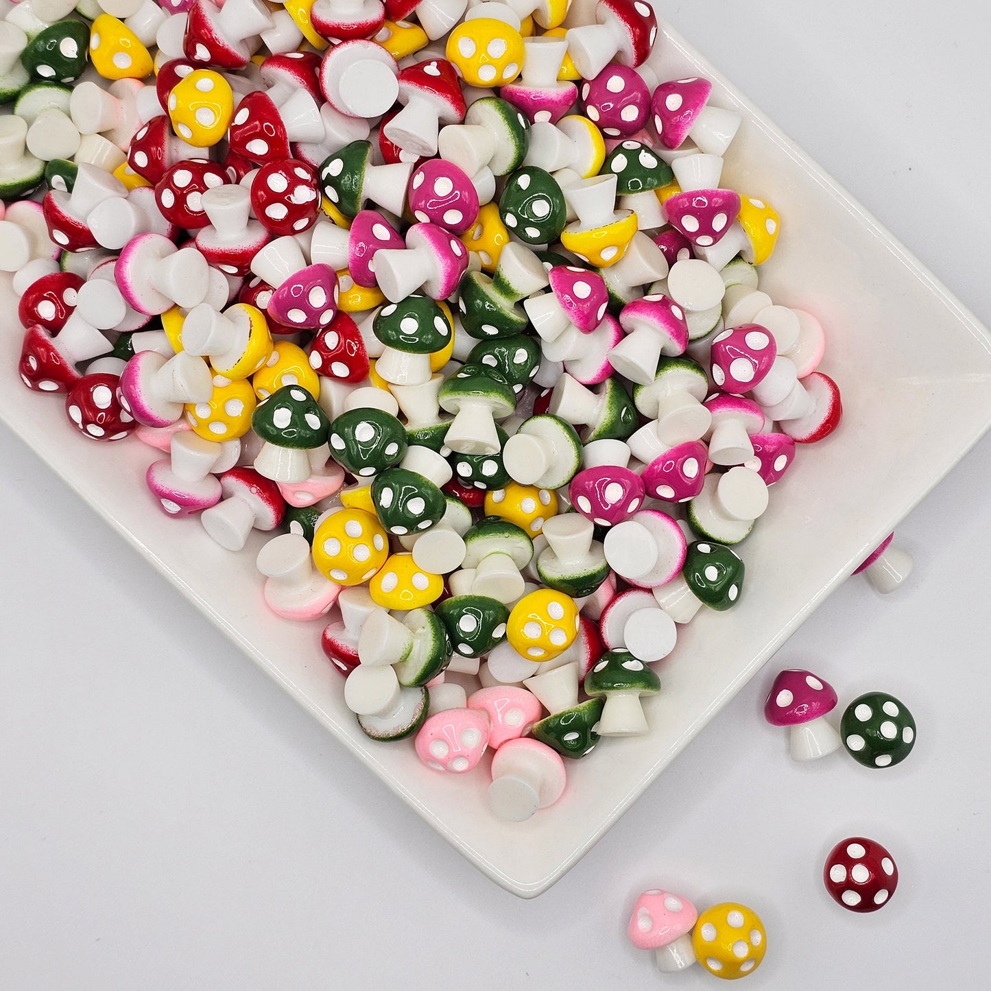 6 pcs Tiny Little Colorful Mushroom Miniature Resin Mushrooms , Slime Charms #CAB093