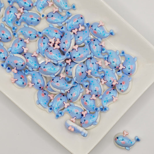5 Pcs Shimmer Whale Kawaii Cute Cabochon, Cabochons Resin Flatback #CAB094