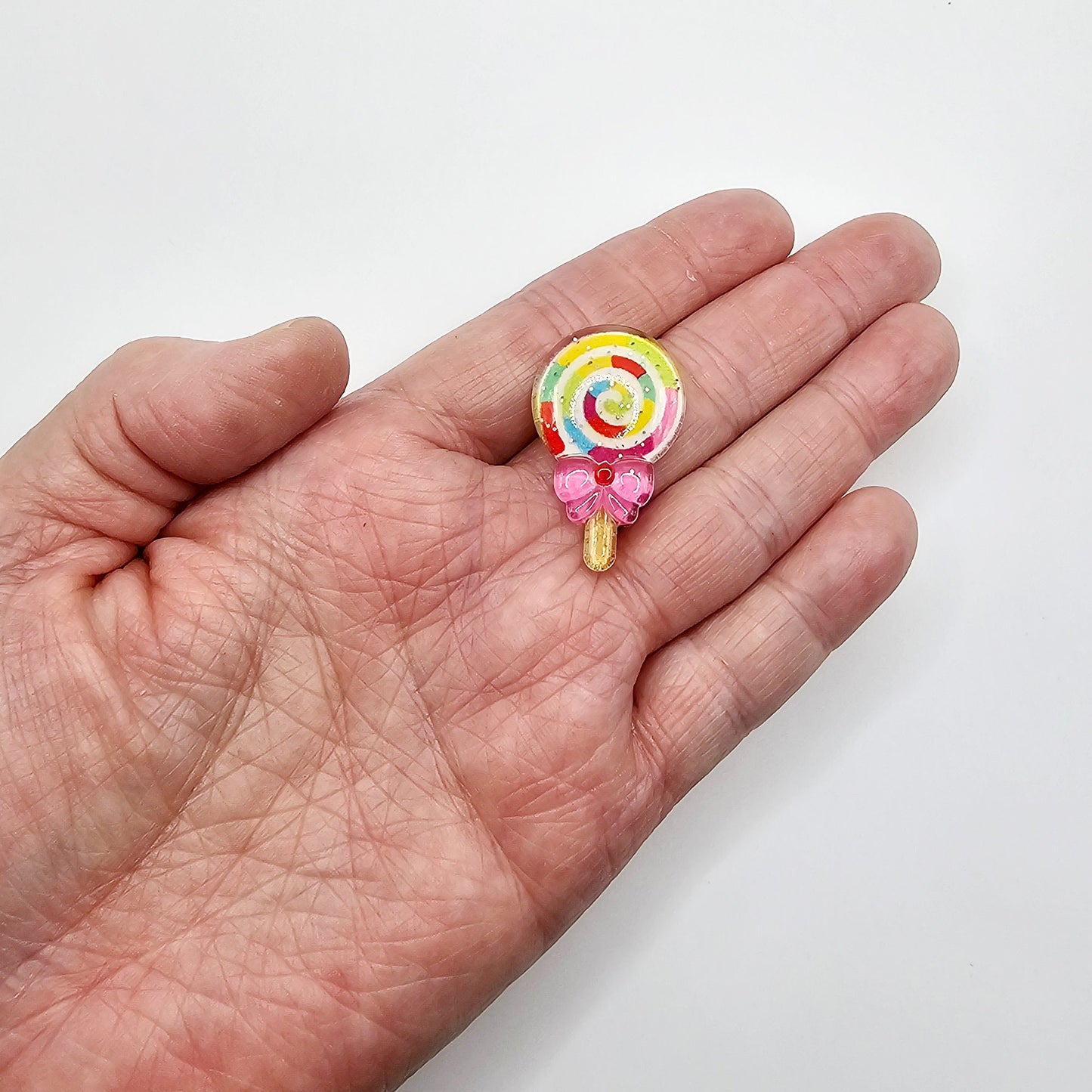 5 Pcs Kawaii Swirl Colorful Sparkle Lollipop Resin Flat Back, Flatback Deco DIY Craft Cabochons, Cabochon #CAB090
