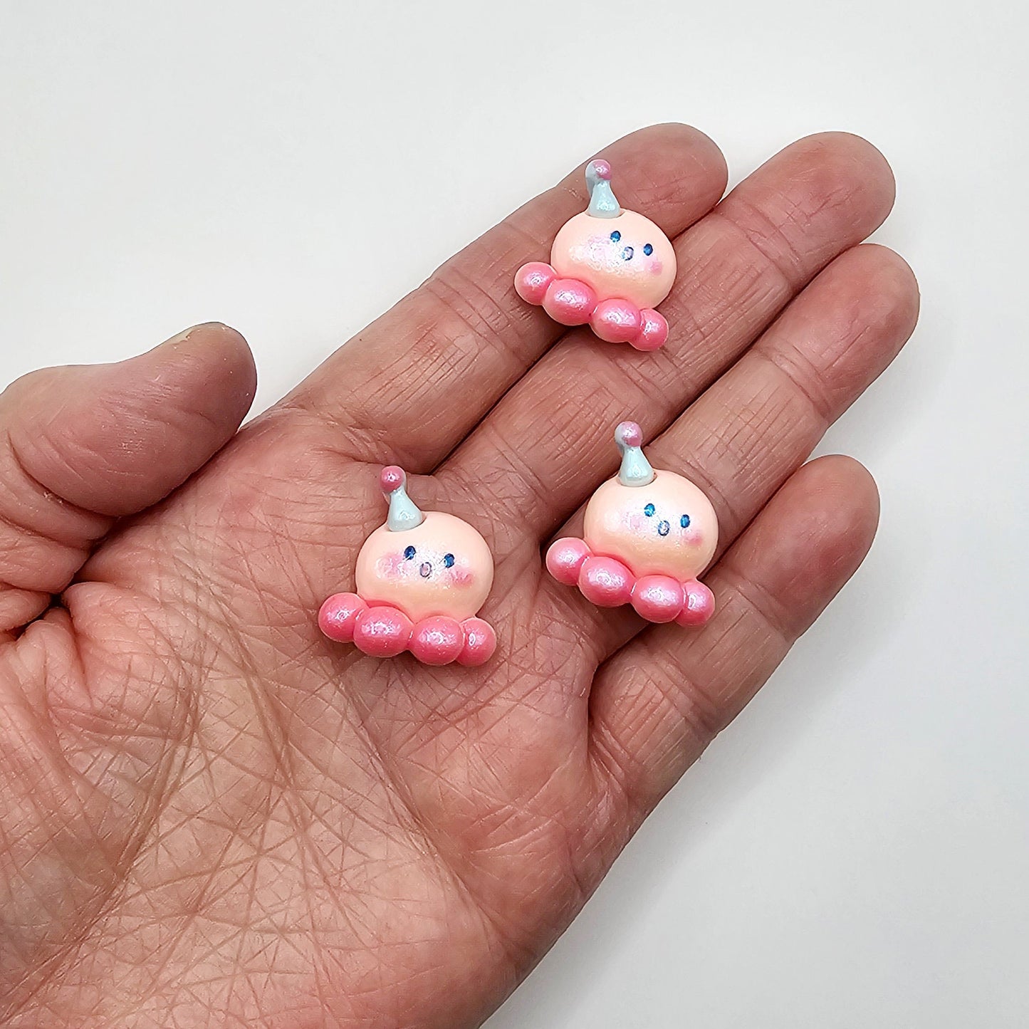 5 Pcs Shimmer Pink Octopus Kawaii Cute Cabochon, Cabochons Resin Flatback #CAB110