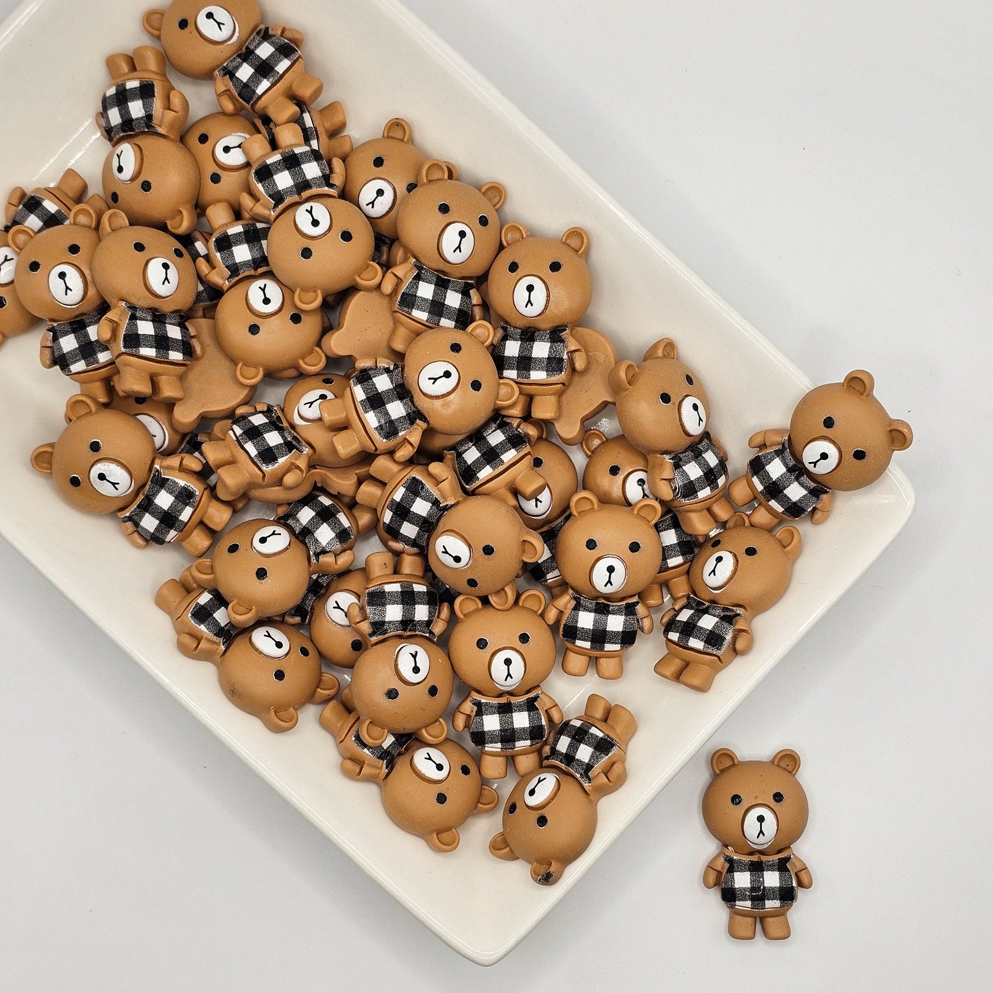 5/15 Pcs Teddy Bear Flat Back Resin Cabochons, Kawaii Cartoon Bear Cabochon #CAB112