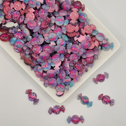 8 Pcs Glittery Kawaii Sugar Candy Flatback Resin Cabochons, Cabochon #CAB113