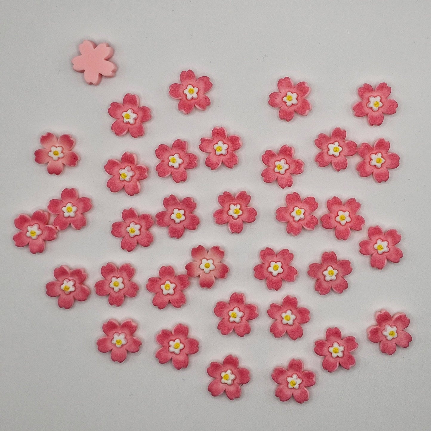 8/20 Pcs cherry blossom Flower Resin Flatback Cabochons White Pink flower cabochon 22mm #CAB009
