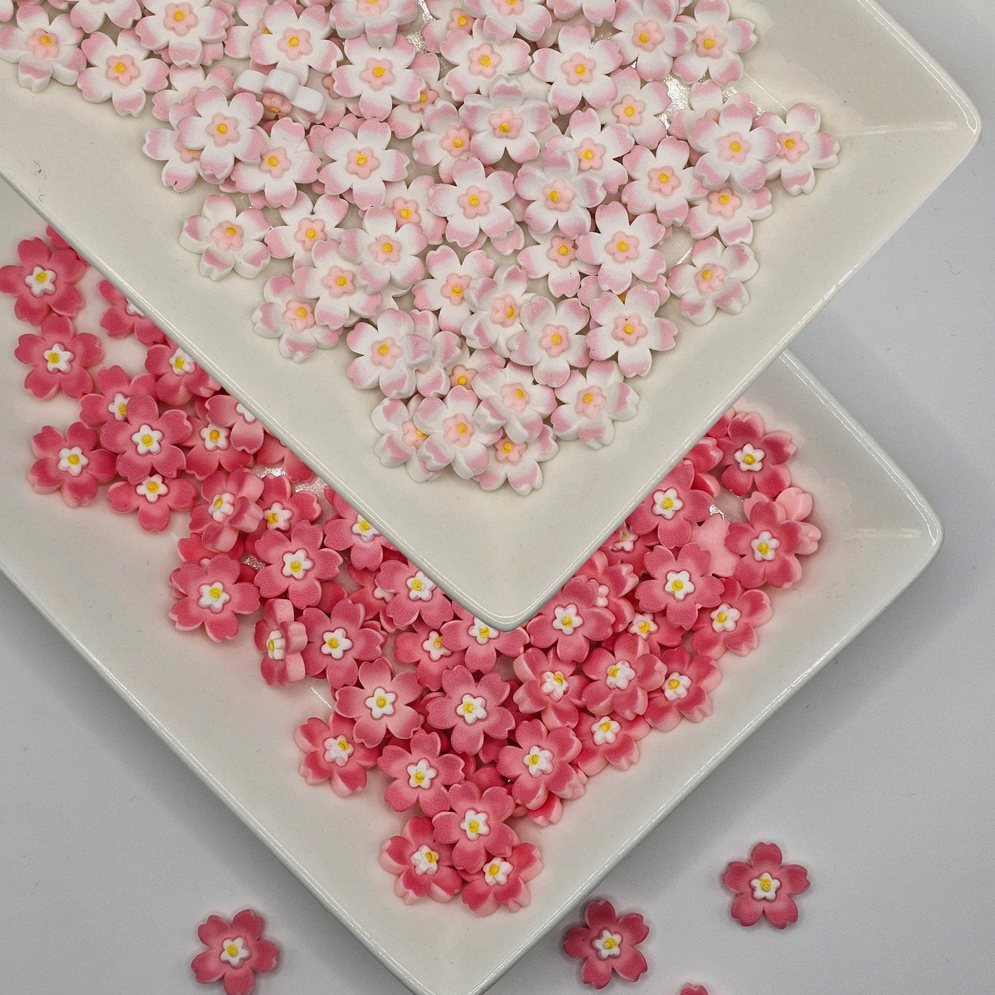 10/30 Pcs cherry blossom Flower Resin Flatback Cabochons, Cabochon, White Pink 15mm #CAB114