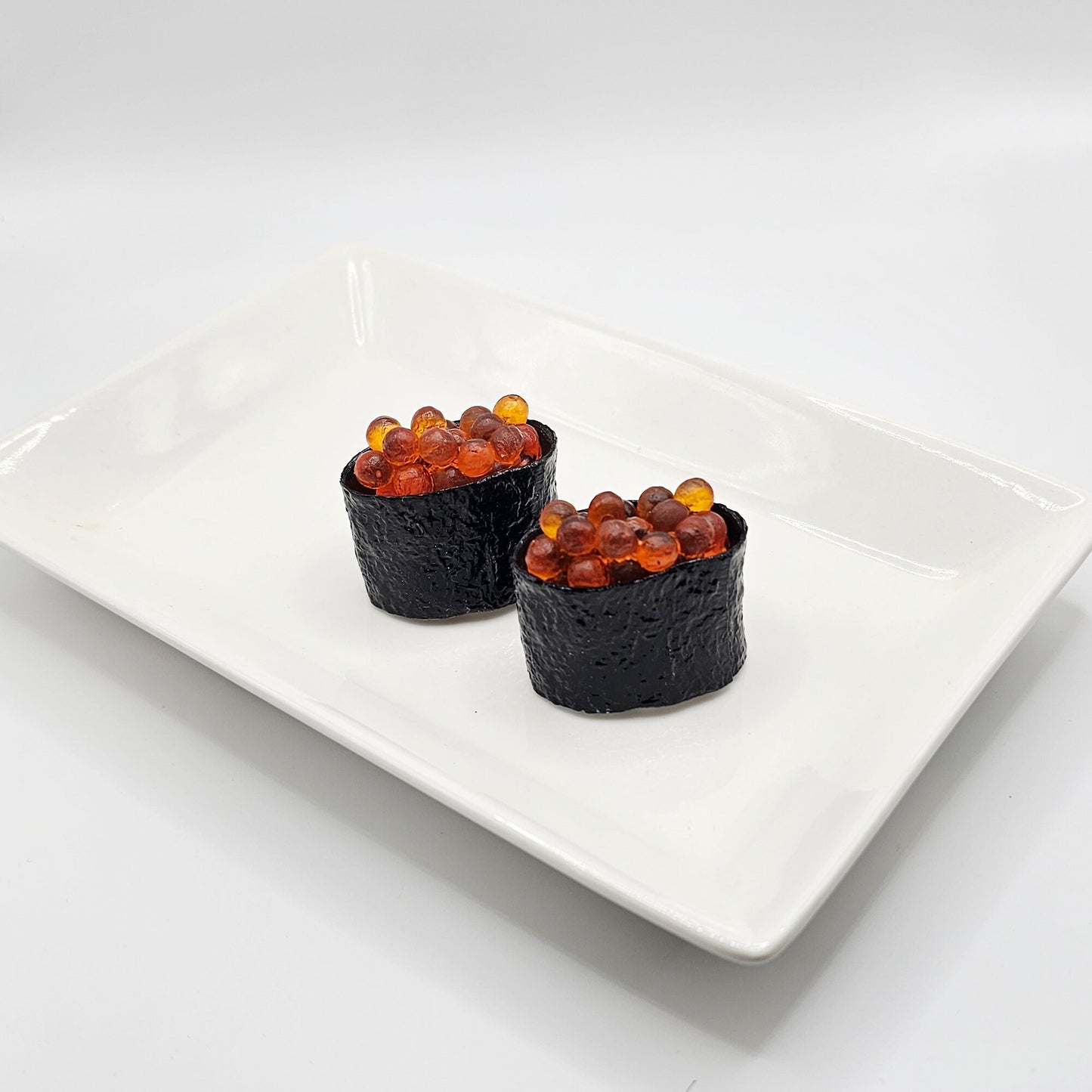 2 Pcs Fake Sushi Artificial Japanese Sushi Polymer Clay Food Salmon Roe Ikura Gunkan #KR002