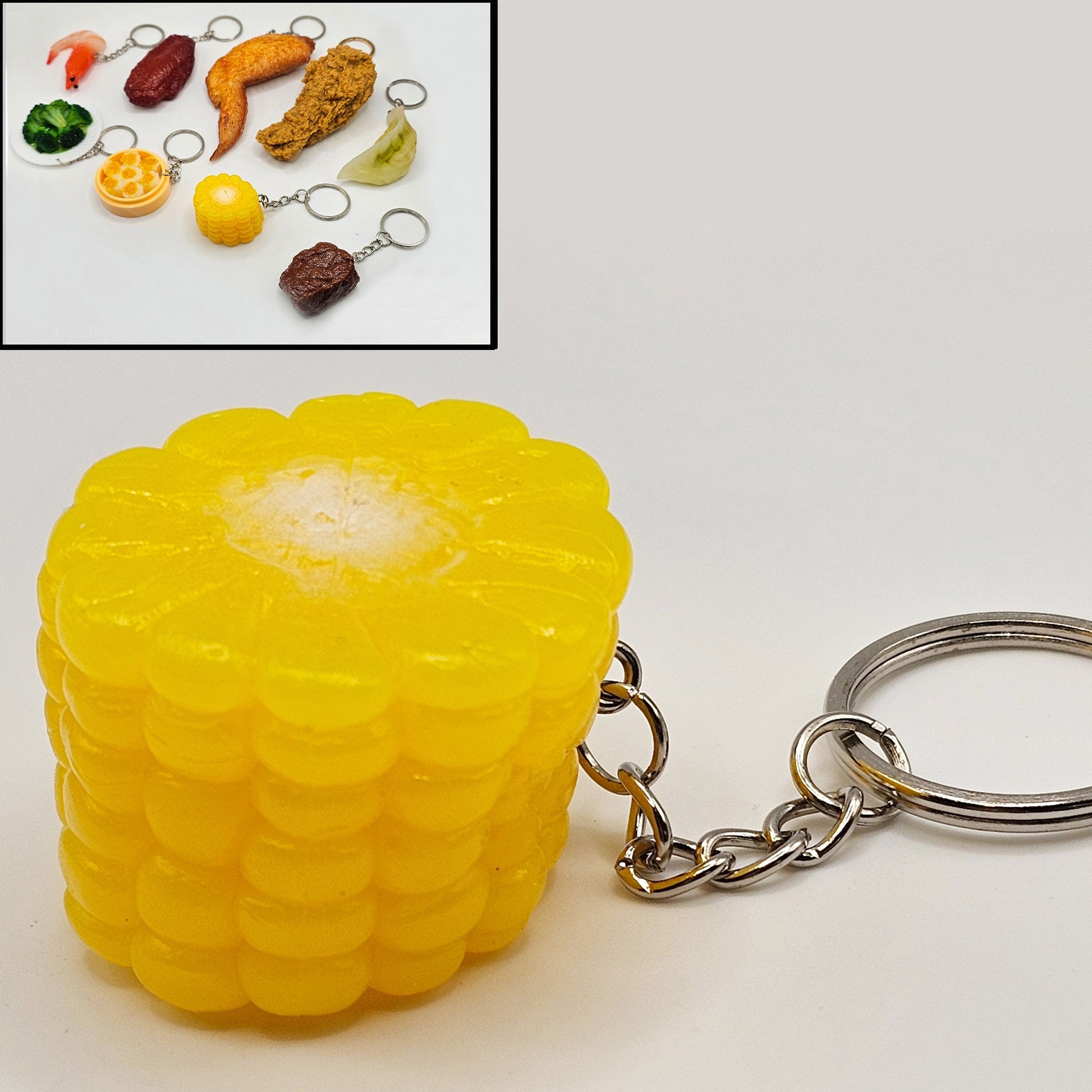 Fake Artificial Butter Corn Imitation Food Actual Size Charms Key Chain Keyring #KR010