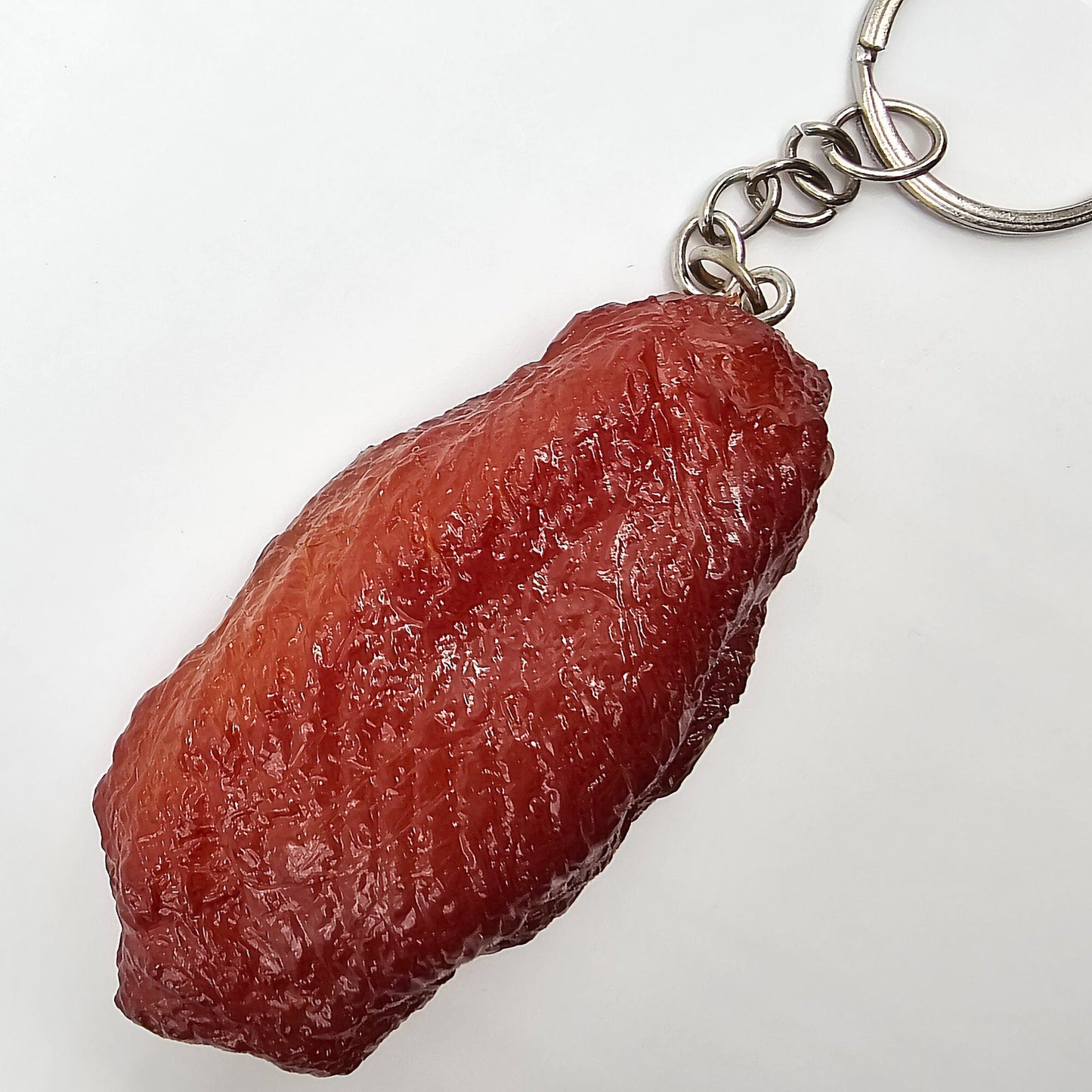 Fake Imitation Artificial BBQ Chicken Wing Wingettes Flat Actual Size Charms Key Chain Keyring #KR005