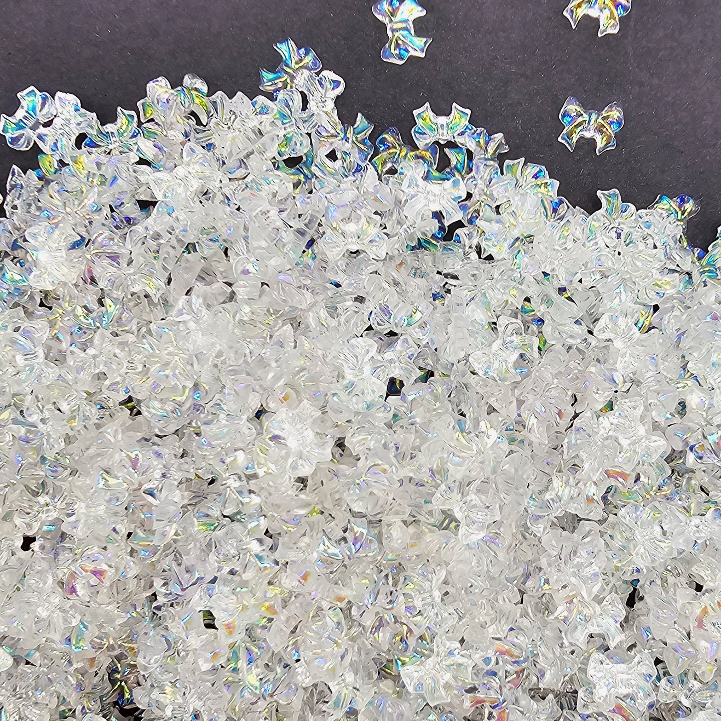 10/30/50/100 Pcs Holographic Cabochon Decorations, Aurora Mini Bowknot Bowtie Nail Charms , Flatback Decals #CAB082