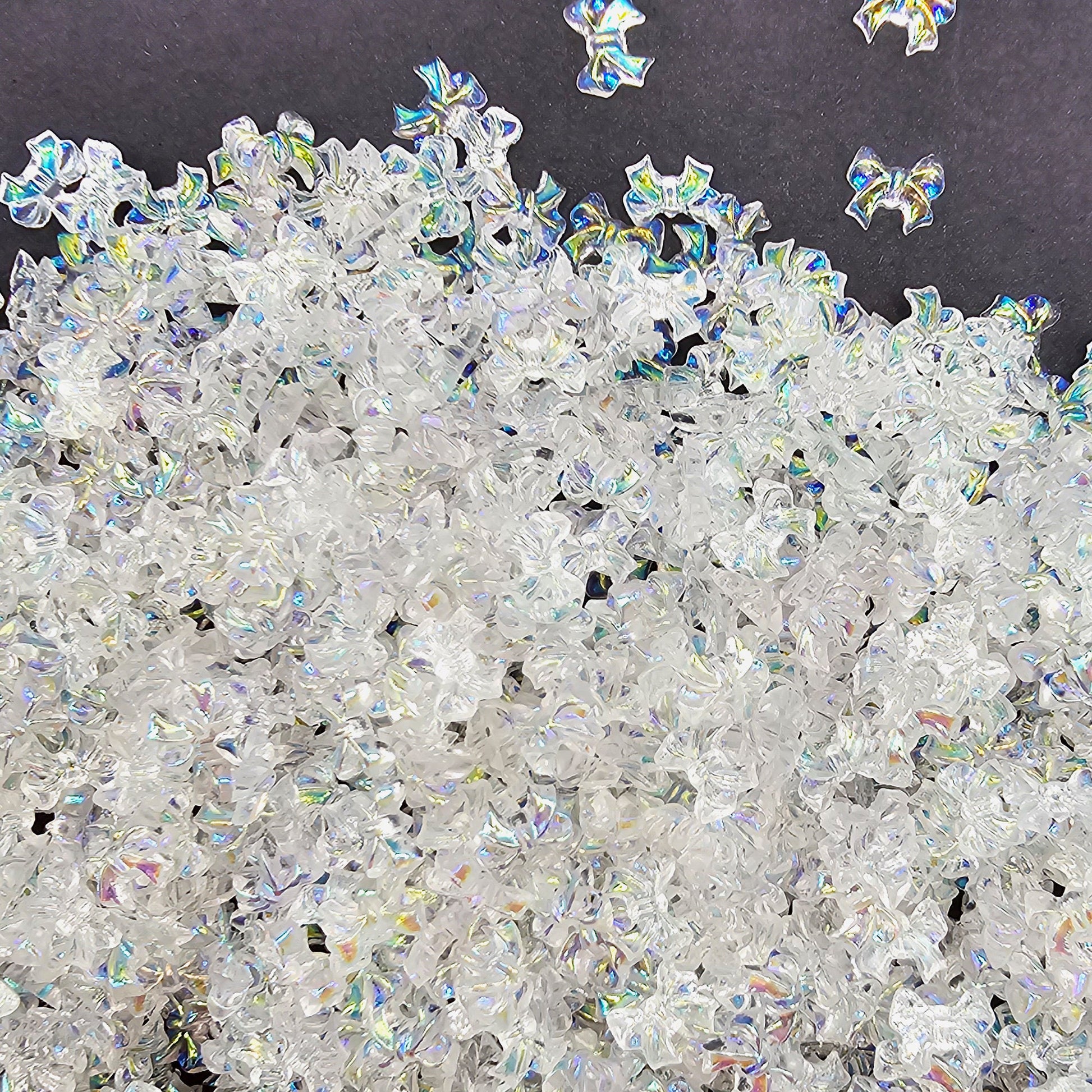 10/30/50/100 Pcs Holographic Cabochon Decorations, Aurora Mini Bowknot Bowtie Nail Charms , Flatback Decals #CAB082