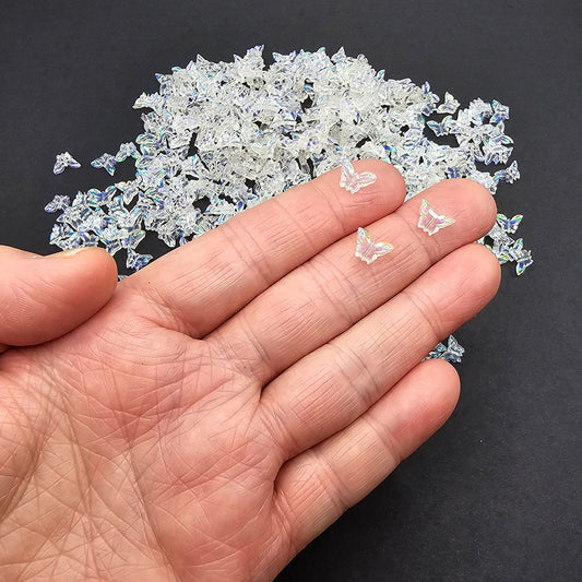 10/30/50/100 Pcs Holographic Cabochon Decorations, Aurora Mini Butterfly Nail Charms , Flatback Decals #CAB084