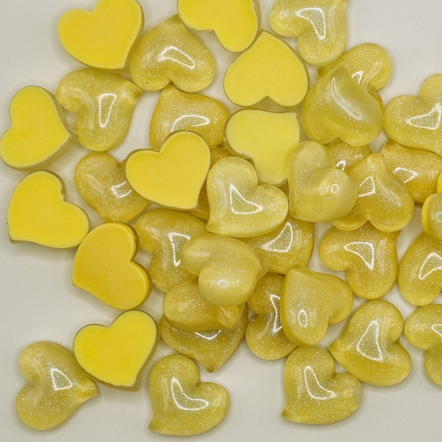 5/15 Pcs Translucent Shimmer Heart Flatback Cabochons, Glitter Hear Flat Back Cabochon, #CAB085
