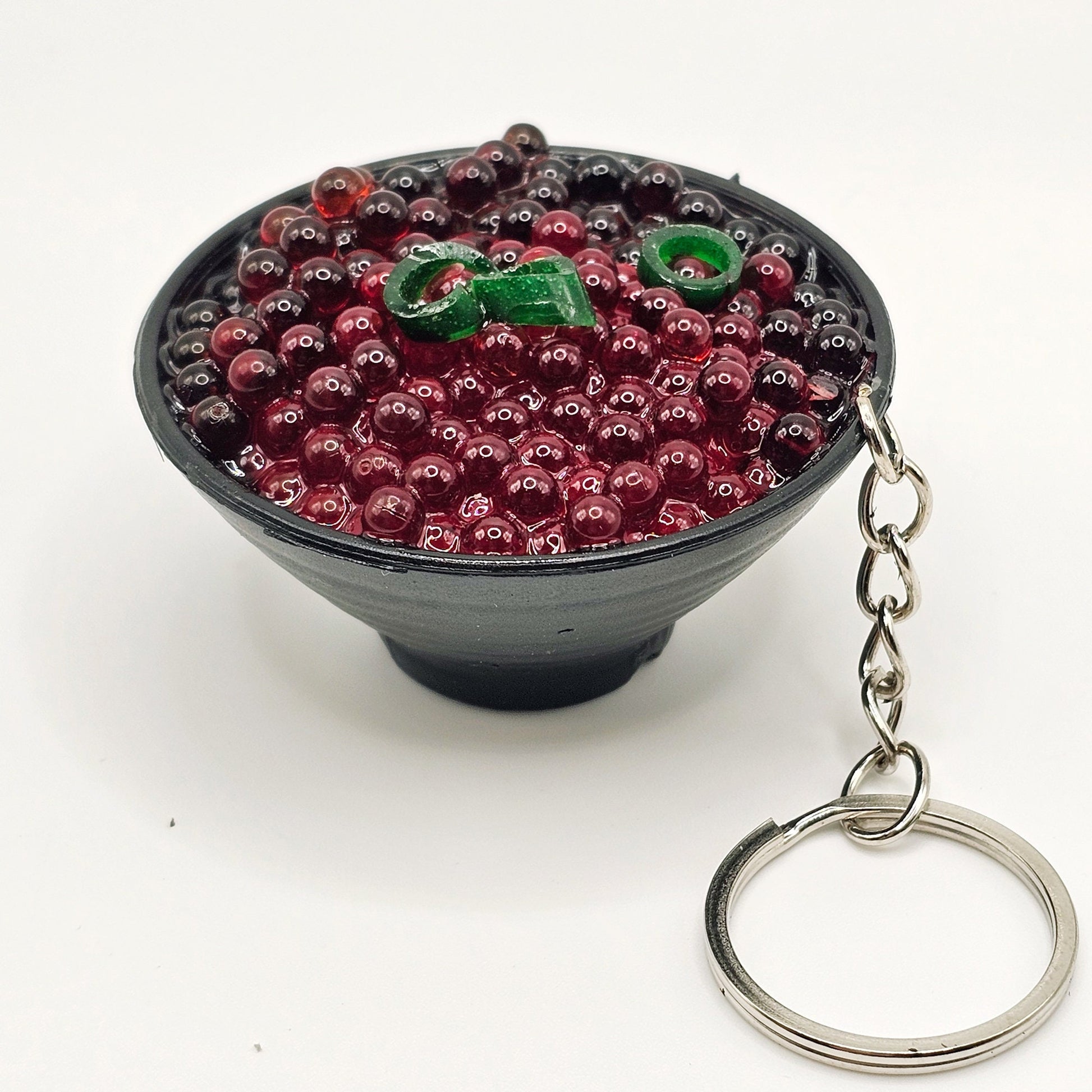 1 Pc Imitation Fake Food Japanese Sushi Rice Bowl, Beef Steak Caviar IKURA EBI Shrimp Key Ring, Key Chain Charms, Charm #KR015-17