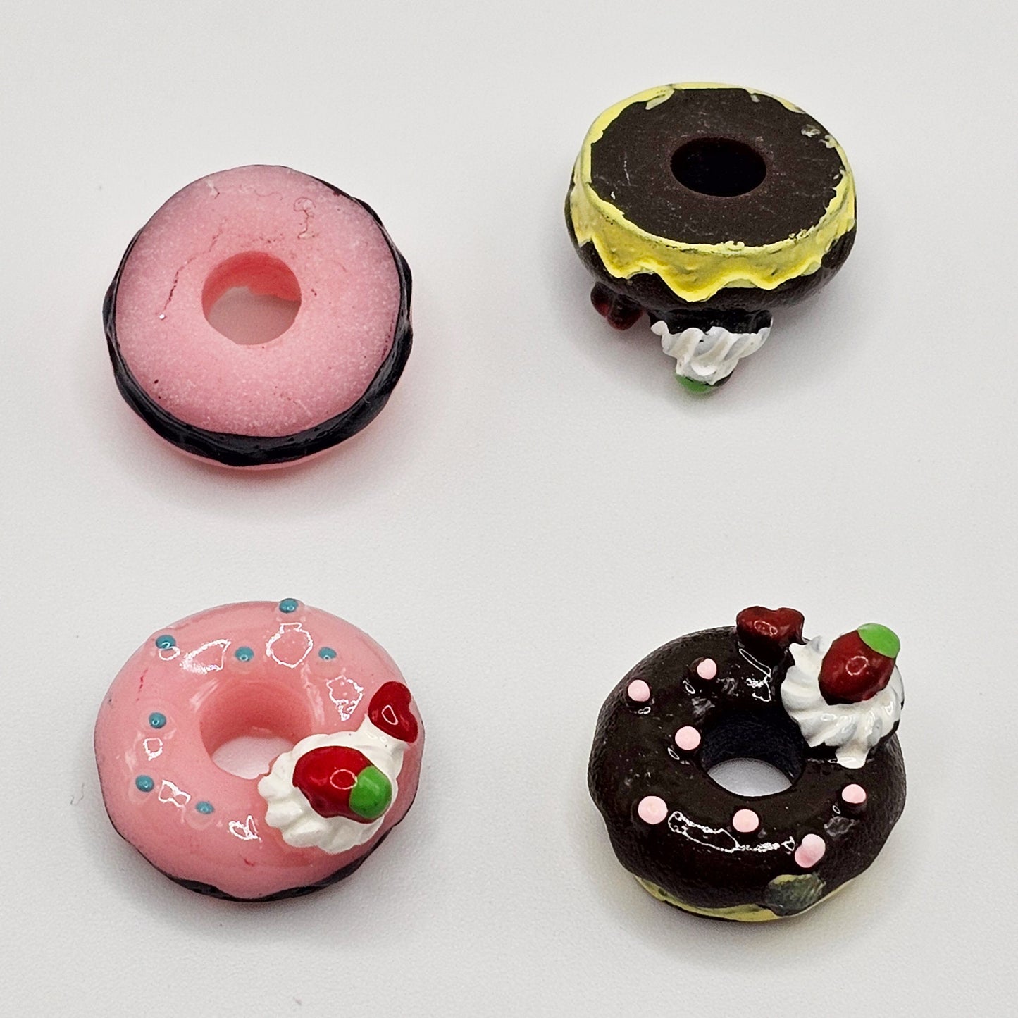 8/20 Pcs Doughnut Sprinkle Donut Fake Food Resin Flatback Charm Cabochons, Strawberry Chocolate Donut Cabochon #CAB103