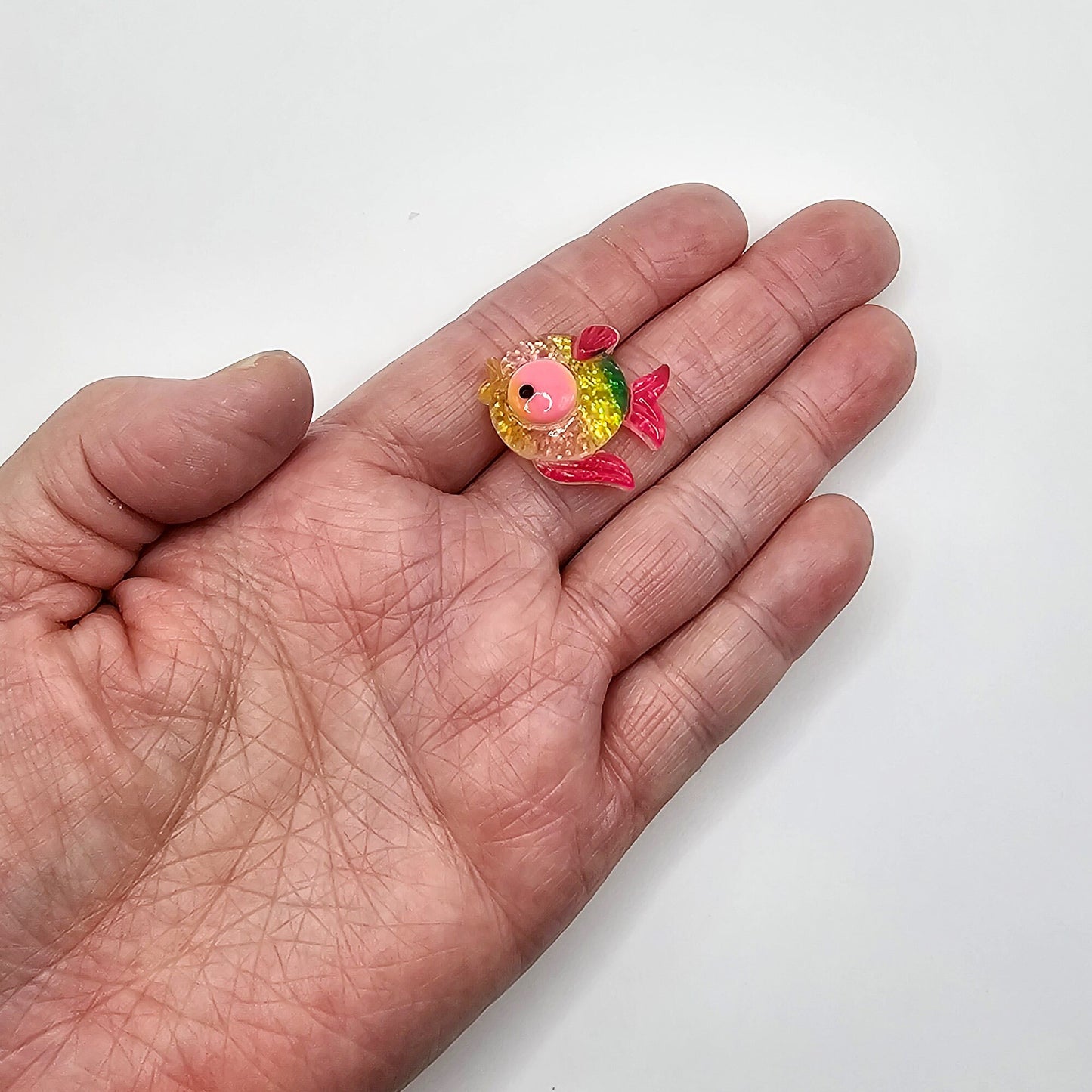 5/20 Pcs Glittery Puffer Fish Cabochon, Cabochons Resin Flatback #CAB109