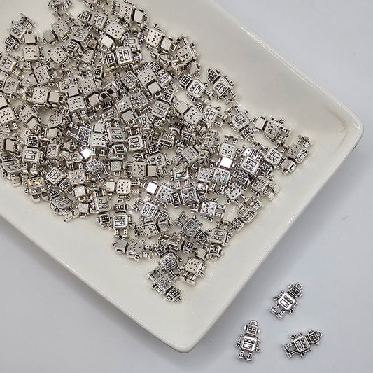 10/25/50 Pcs Robot Silver Tone Charm, Charms #CM026