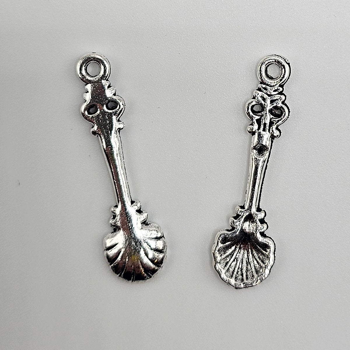 10/25/50 Pcs Spoon Silver Tone Charm, Miniature Cutlery Tableware Charms #CM034