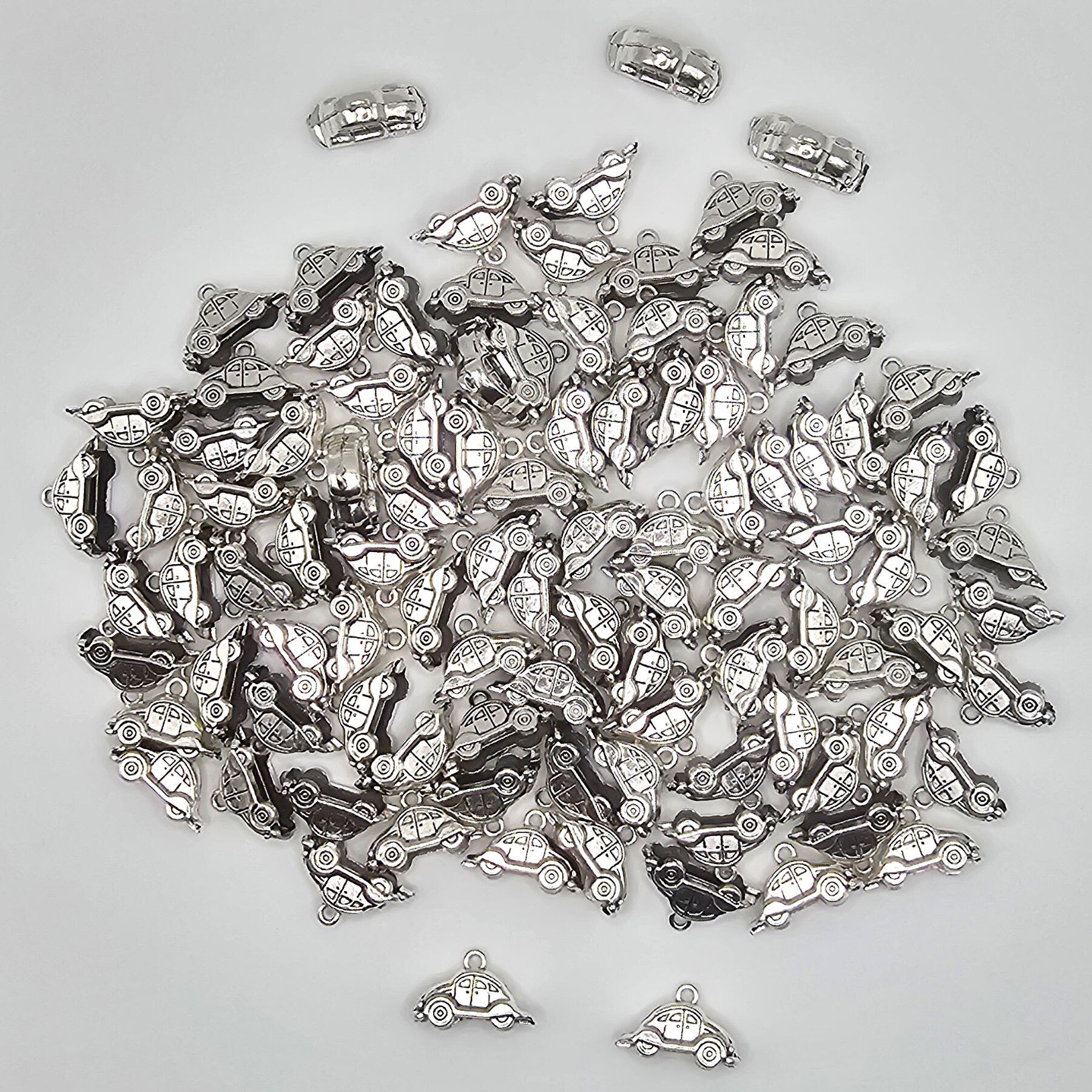 10/25/50 Pcs 3d Car Automobile, Auto Silver Tone Charm, Charms Pendants #CM045