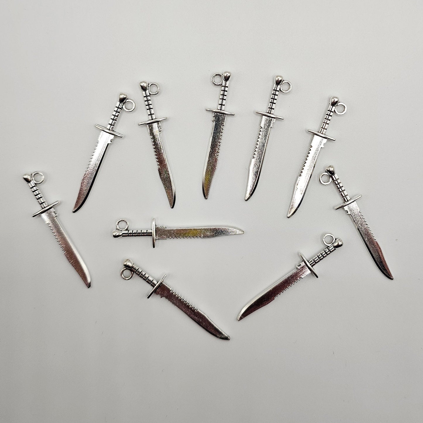 10/25/50 Pcs Tibetan Knife Sword Silver Tone Charm, Charms #CM047