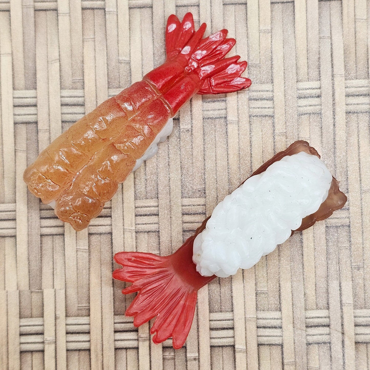 2 Pcs Fake Sushi Artificial Japanese Sushi Polymer Clay Food Raw Sweet Shrimp Amaebi #CAB117