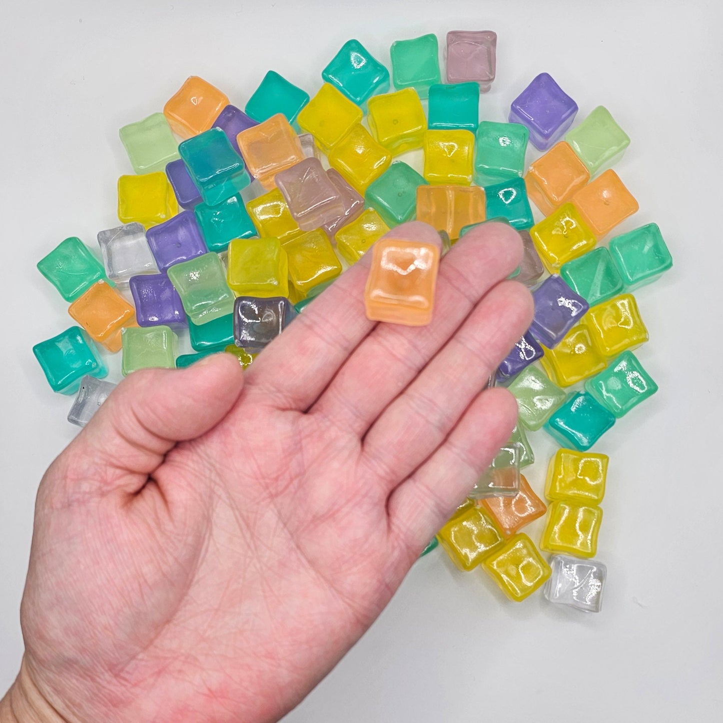 6/15 Pcs Glow in the Dark Multi Color Ice Cube Chunks, Fluorescent Acrylic Blocks, Faux Ice Cubes, Cabochons #CAB122
