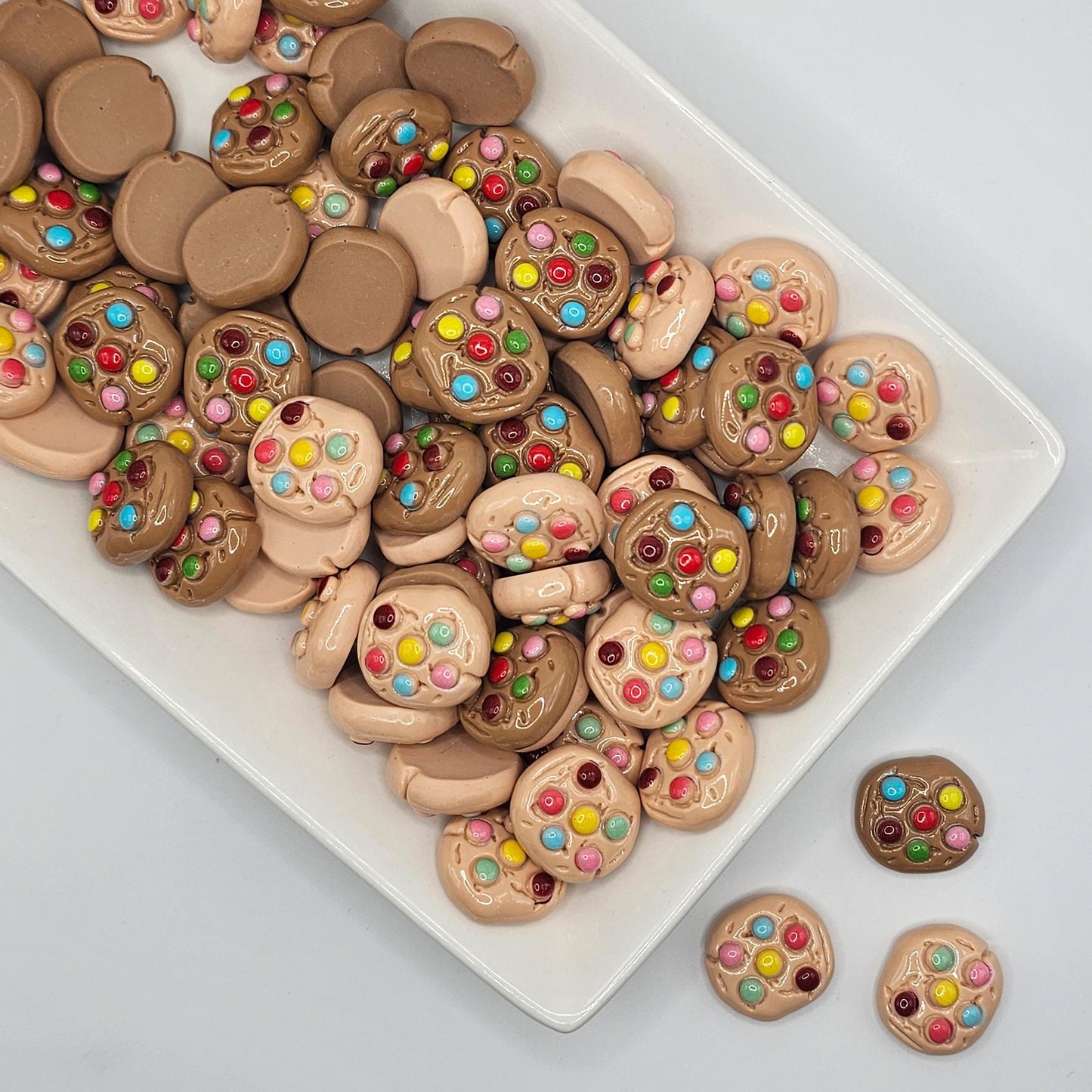 5/10/25 Pcs MM Cookies Chocolate Chip Resin Flat Back Cabochons, Snack Cabochon #CAB130