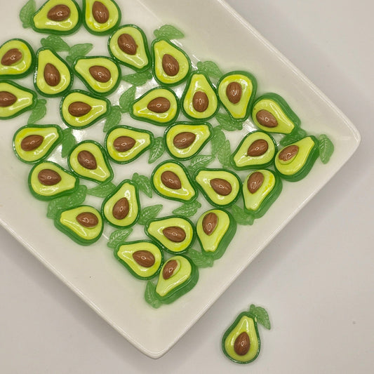 5/10/25 Pcs Avocado Resin Flat Back Cabochons, Fruits Flatback Cabochon #CAB136