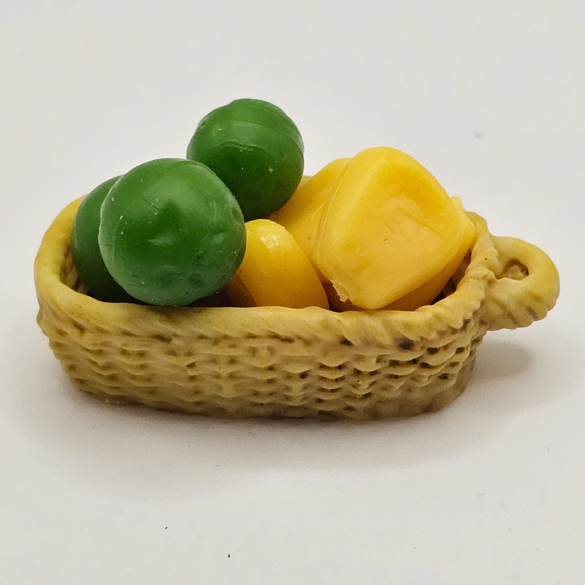 5 Pcs Miniature Dollhouse Basket Tray Flat Back Cabochons, Faux Wicker Basket Flatback Cabochon #CAB135