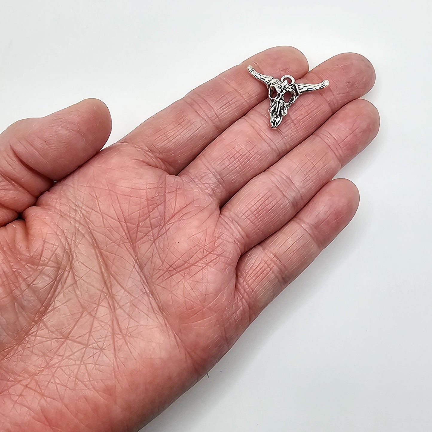 10/25/50 Pcs Longhorn charms, Bull Cow Head Silver Tone Charm, #CM032