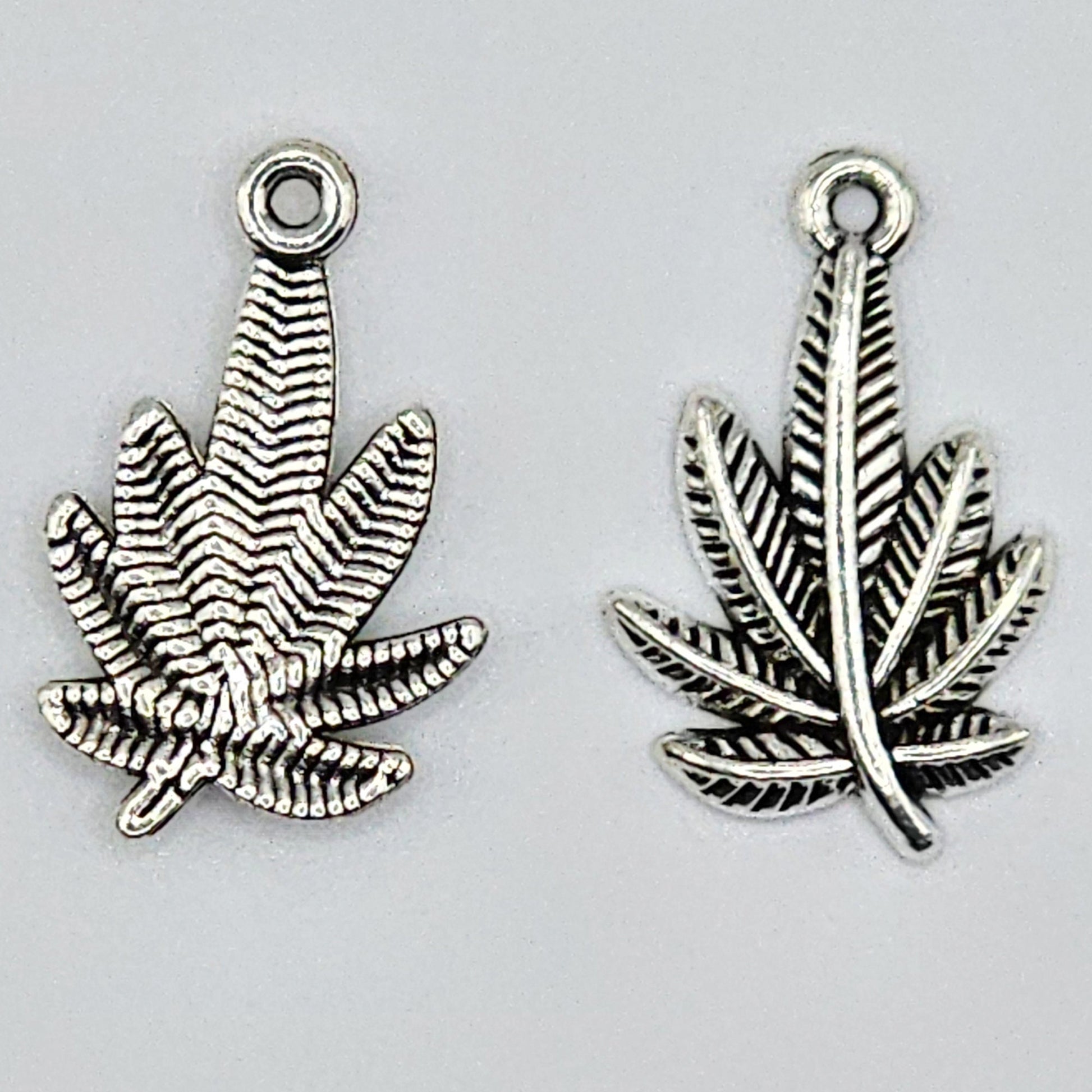 10/25/50/100 Pcs Cannabis Marijuana Weed Leaf Leaves Silver Tone Charm, Charms #CM037