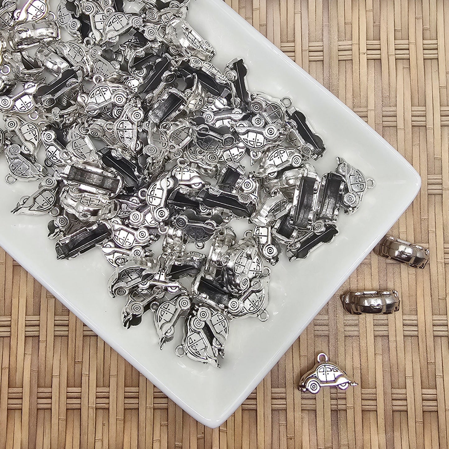 10/25/50 Pcs 3d Car Automobile, Auto Silver Tone Charm, Charms Pendants #CM045