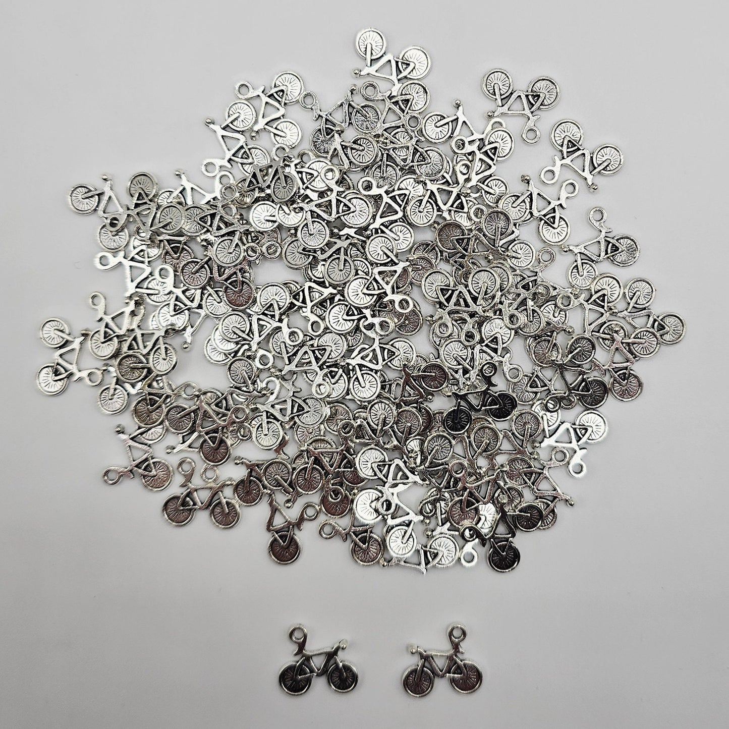 10/25/50 Pcs Bicycle Bike Silver Tone Charm, Charms #CM046