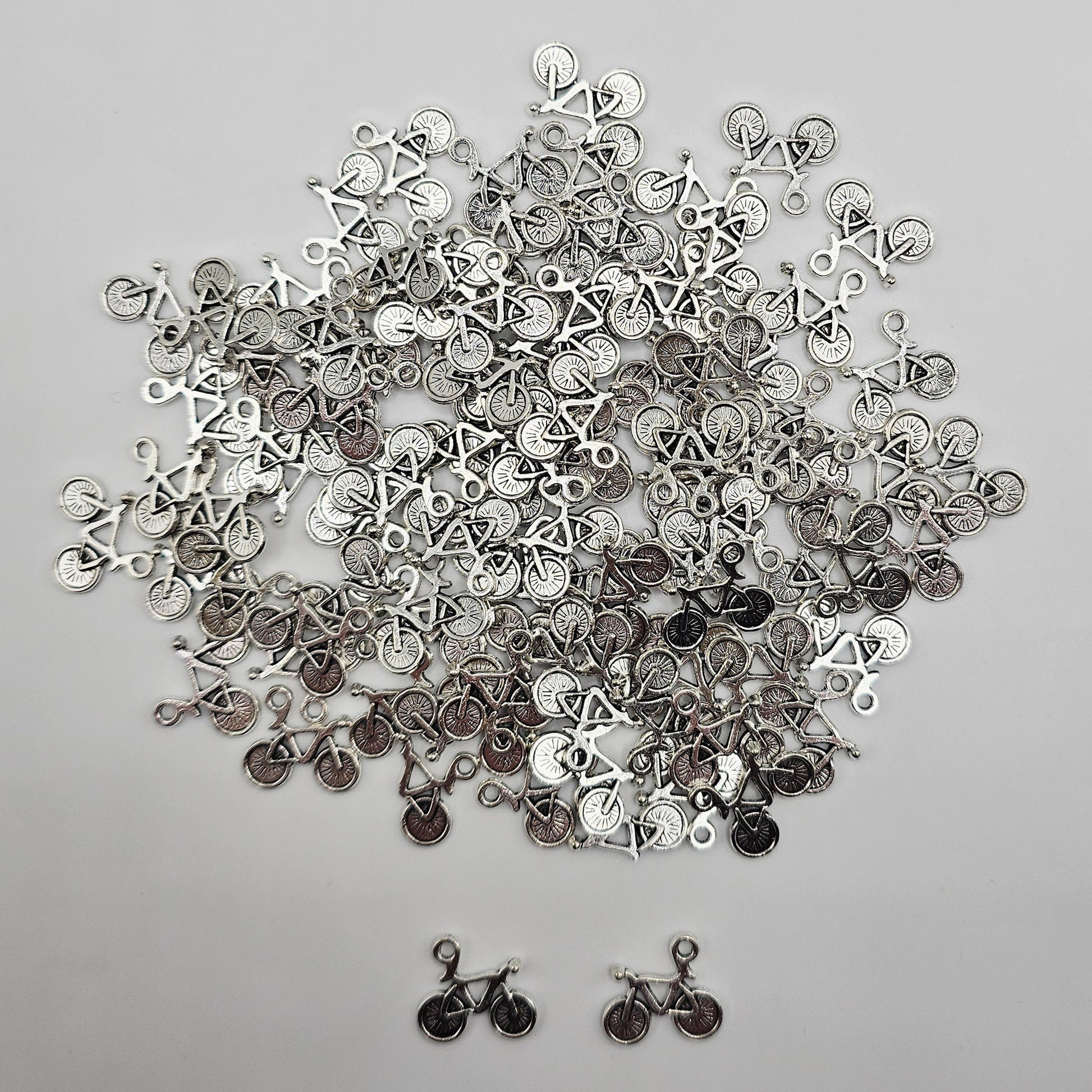 10/25/50 Pcs Bicycle Bike Silver Tone Charm, Charms #CM046
