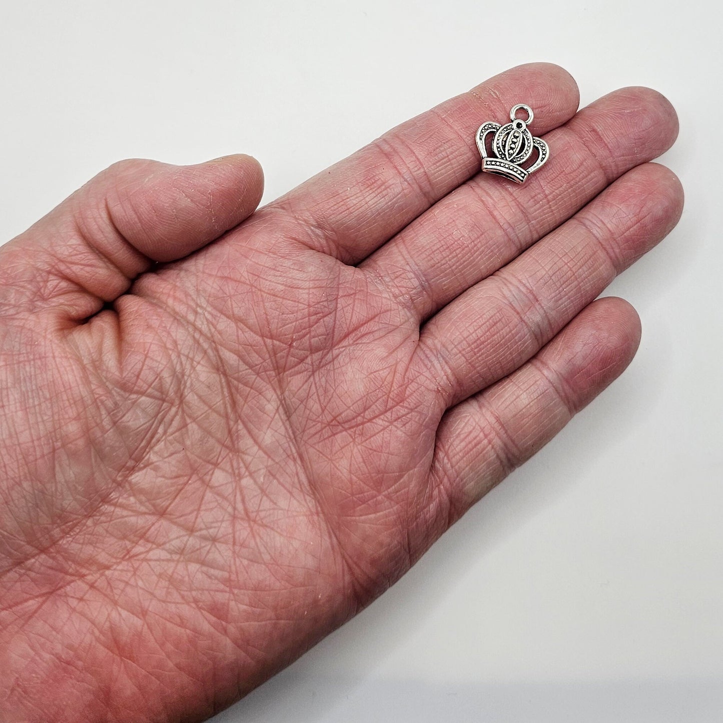 10/25/50 Pcs Crown Silver Tone Charm, Charms #CM040